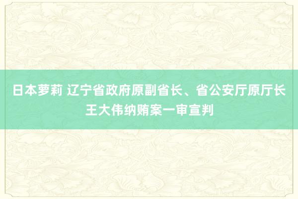 日本萝莉 辽宁省政府原副省长、省公安厅原厅长王大伟纳贿案一审宣判