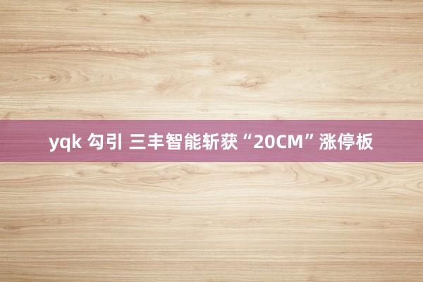 yqk 勾引 三丰智能斩获“20CM”涨停板