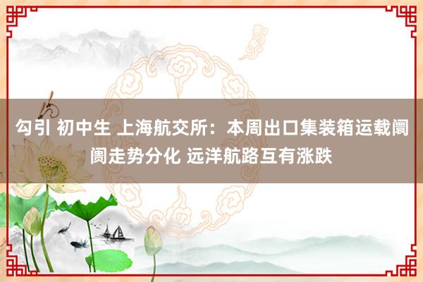 勾引 初中生 上海航交所：本周出口集装箱运载阛阓走势分化 远洋航路互有涨跌