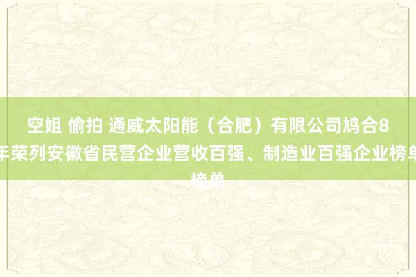 空姐 偷拍 通威太阳能（合肥）有限公司鸠合8年荣列安徽省民营企业营收百强、制造业百强企业榜单