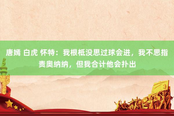 唐嫣 白虎 怀特：我根柢没思过球会进，我不思指责奥纳纳，但我合计他会扑出