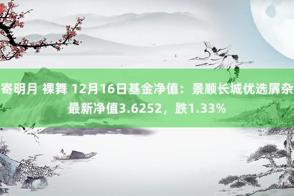 寄明月 裸舞 12月16日基金净值：景顺长城优选羼杂最新净值3.6252，跌1.33%