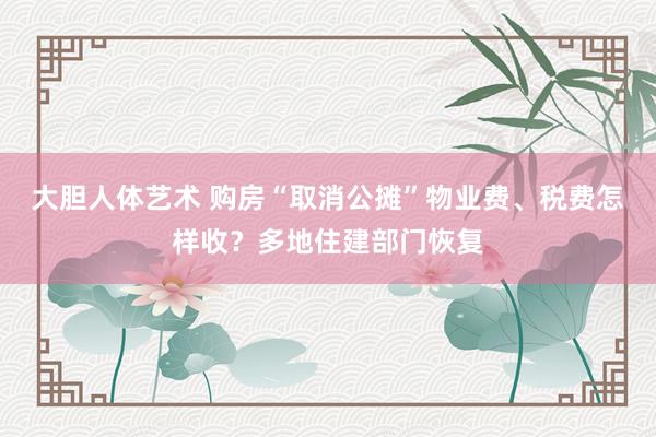 大胆人体艺术 购房“取消公摊”物业费、税费怎样收？多地住建部门恢复