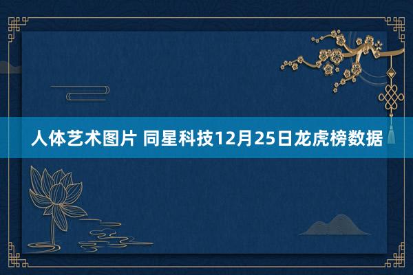 人体艺术图片 同星科技12月25日龙虎榜数据