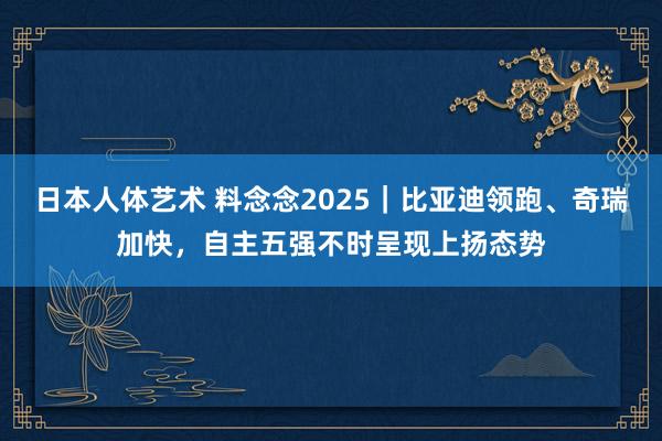 日本人体艺术 料念念2025｜比亚迪领跑、奇瑞加快，自主五强不时呈现上扬态势