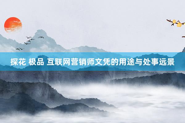 探花 极品 互联网营销师文凭的用途与处事远景