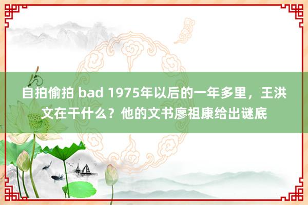 自拍偷拍 bad 1975年以后的一年多里，王洪文在干什么？他的文书廖祖康给出谜底