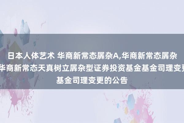 日本人体艺术 华商新常态羼杂A，华商新常态羼杂C: 对于华商新常态天真树立羼杂型证券投资基金基金司理变更的公告