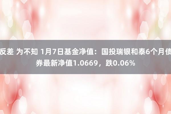 反差 为不知 1月7日基金净值：国投瑞银和泰6个月债券最新净值1.0669，跌0.06%