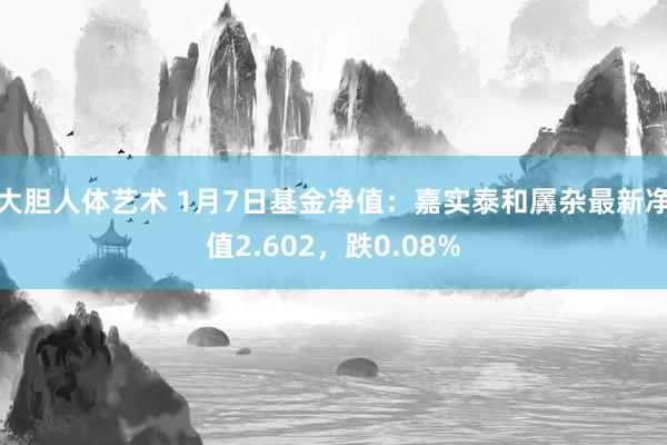大胆人体艺术 1月7日基金净值：嘉实泰和羼杂最新净值2.602，跌0.08%