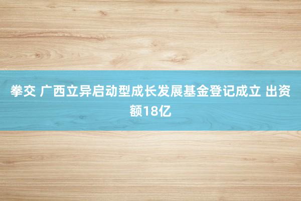 拳交 广西立异启动型成长发展基金登记成立 出资额18亿