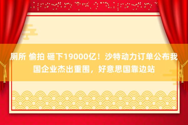 厕所 偷拍 砸下19000亿！沙特动力订单公布我国企业杰出重围，好意思国靠边站