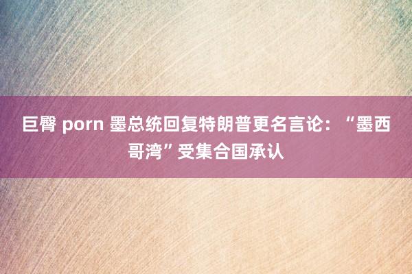 巨臀 porn 墨总统回复特朗普更名言论：“墨西哥湾”受集合国承认