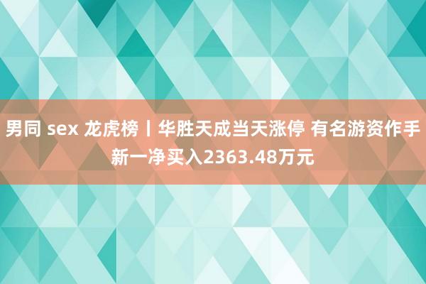 男同 sex 龙虎榜丨华胜天成当天涨停 有名游资作手新一净买入2363.48万元