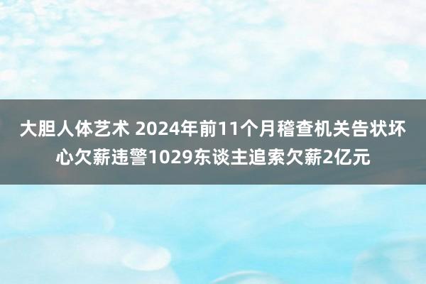大胆人体艺术 2024年前11个月稽查机关告状坏心欠薪违警1029东谈主追索欠薪2亿元