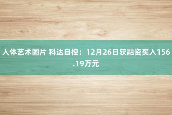 人体艺术图片 科达自控：12月26日获融资买入156.19万元