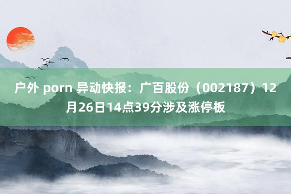 户外 porn 异动快报：广百股份（002187）12月26日14点39分涉及涨停板