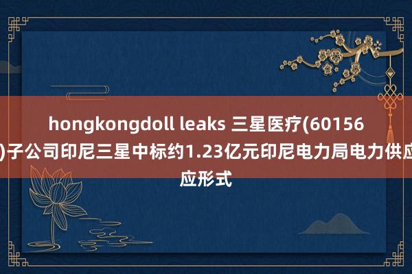 hongkongdoll leaks 三星医疗(601567.SH)子公司印尼三星中标约1.23亿元印尼电力局电力供应形式