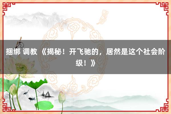 捆绑 调教 《揭秘！开飞驰的，居然是这个社会阶级！》