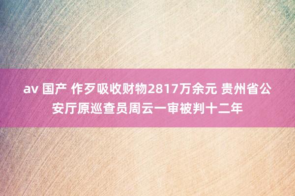 av 国产 作歹吸收财物2817万余元 贵州省公安厅原巡查员周云一审被判十二年
