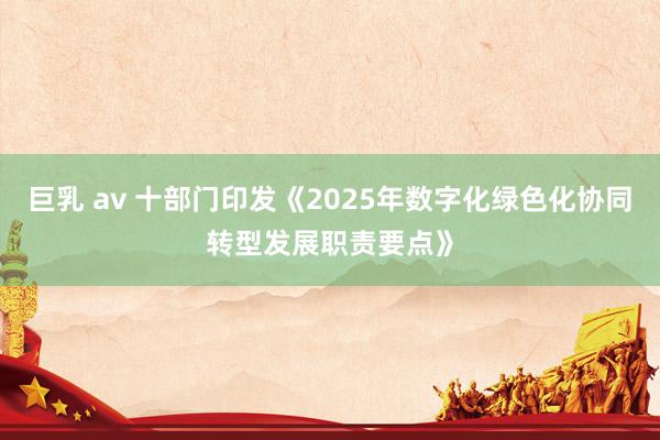 巨乳 av 十部门印发《2025年数字化绿色化协同转型发展职责要点》
